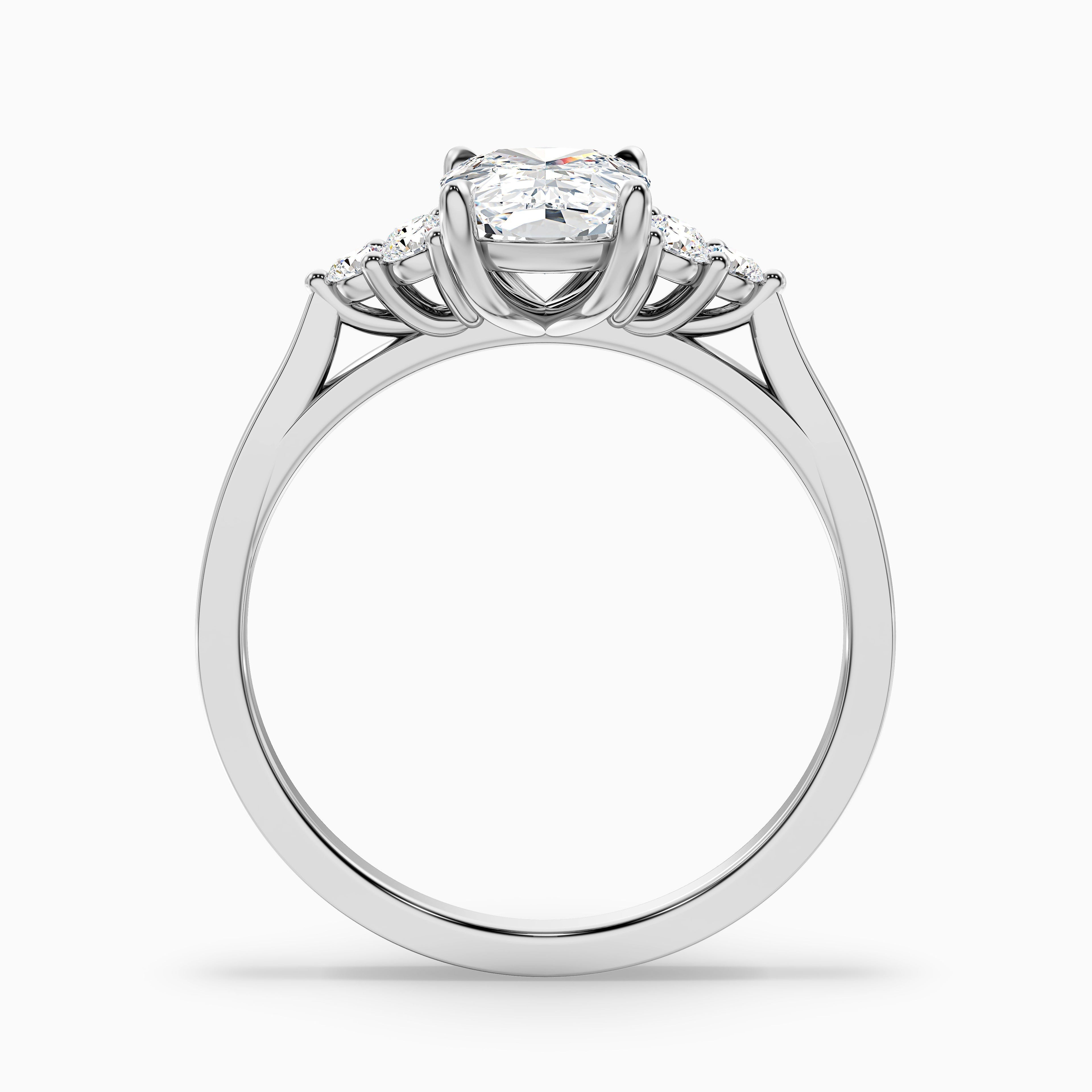 Kiera 5 Carat Elongated Cushion Cut Vintage Inspired Moissanite Diamond Ring in 18k White Gold