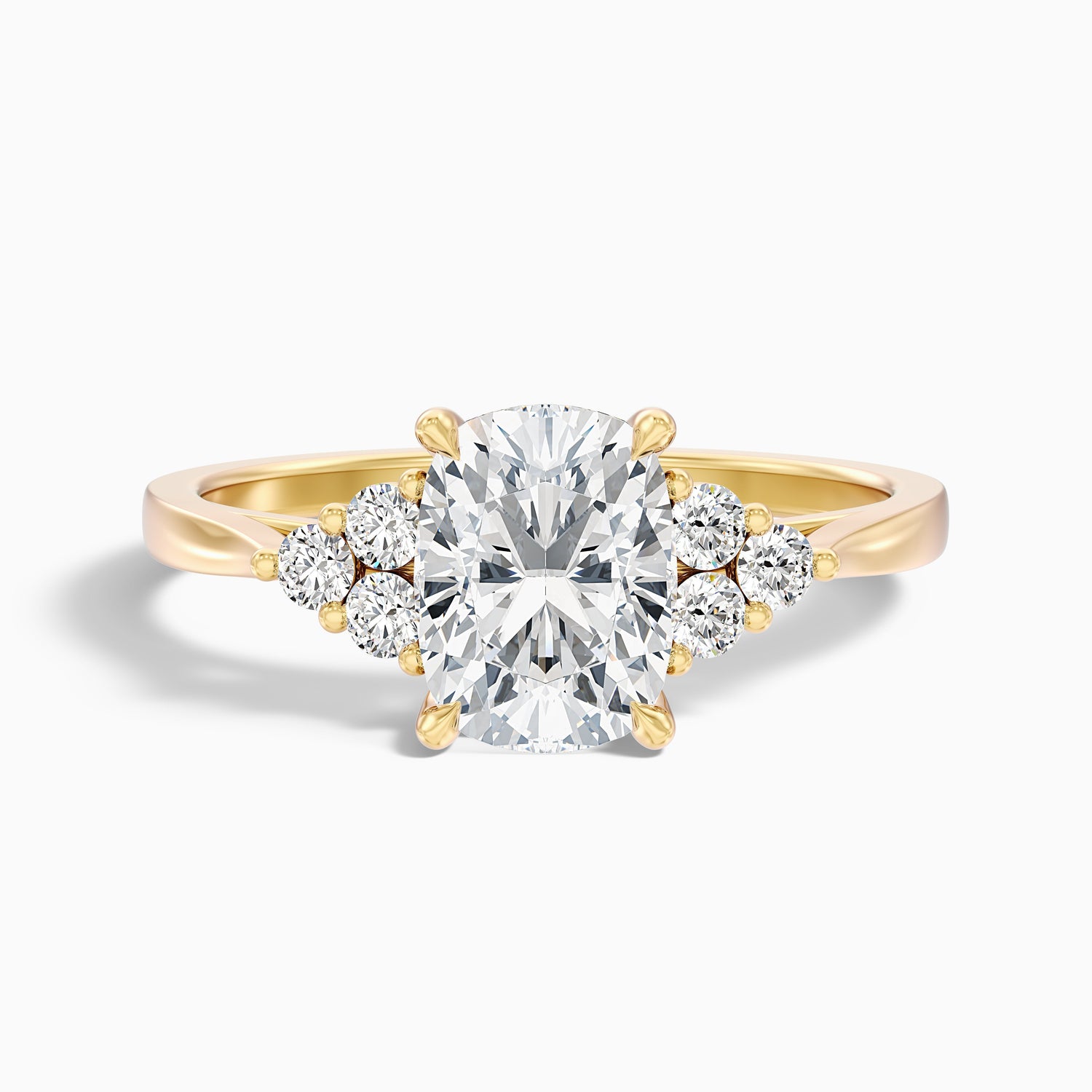 Kiera 5 Carat Elongated Cushion Cut Vintage Inspired Moissanite Diamond Ring in 14k Yellow Gold