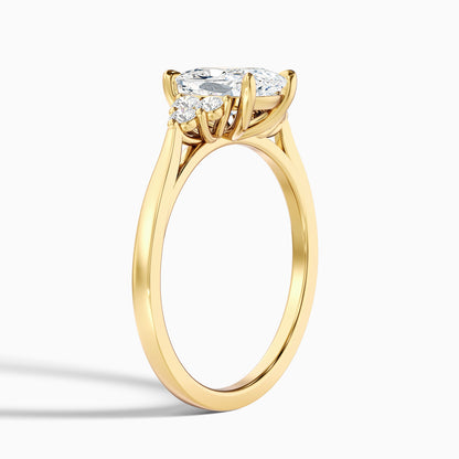 Kiera 4 Carat Elongated Cushion Cut Vintage Inspired Moissanite Diamond Ring in 14k White Gold