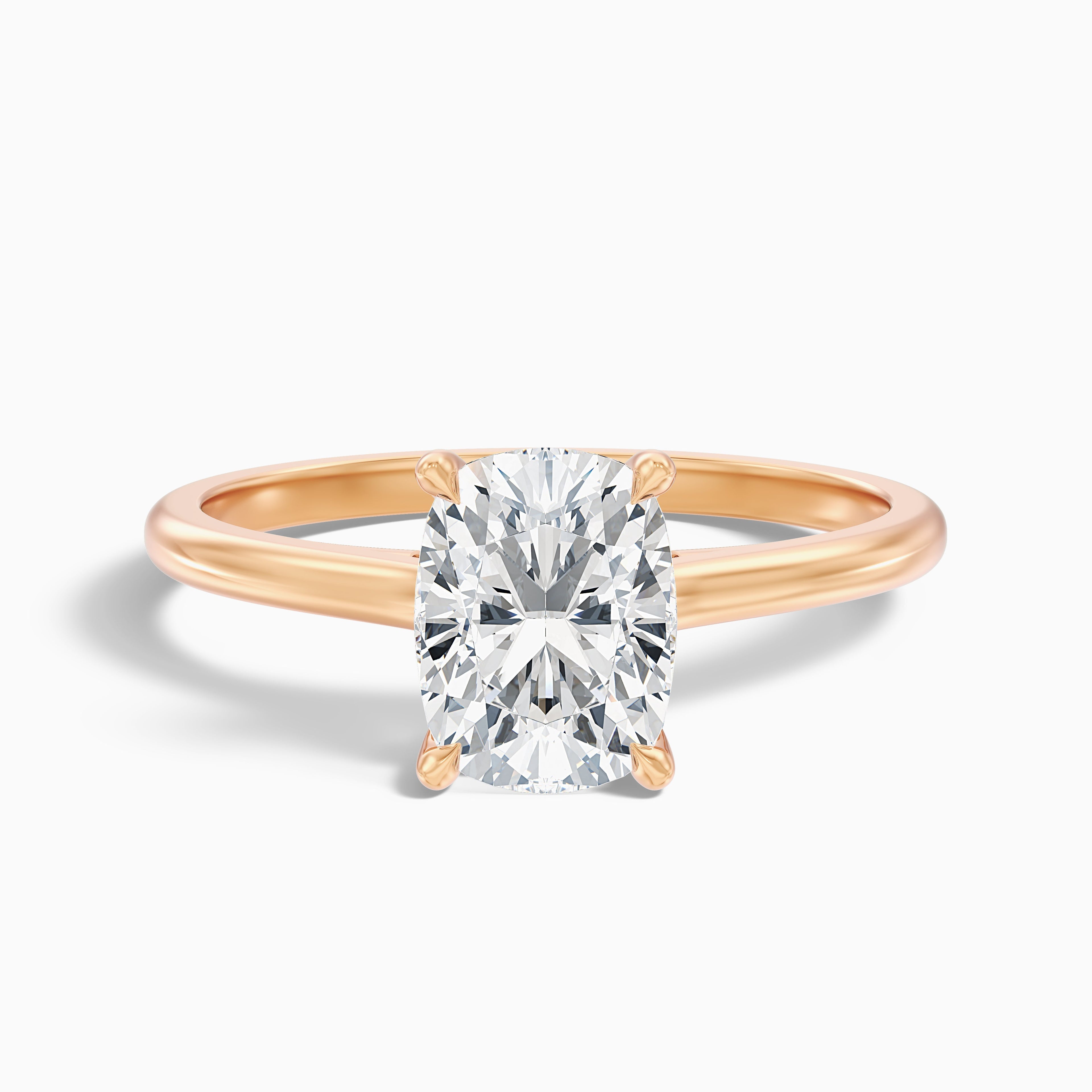 Inaya 2.5 Carat Elongated Cushion Cut Hidden Halo Pave Bridge Moissanite Diamond Ring in Platinum