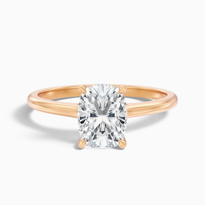 Inaya 4.5 Carat Elongated Cushion Cut Hidden Halo Pave Bridge Lab Grown Diamond Ring in 10k White Gold
