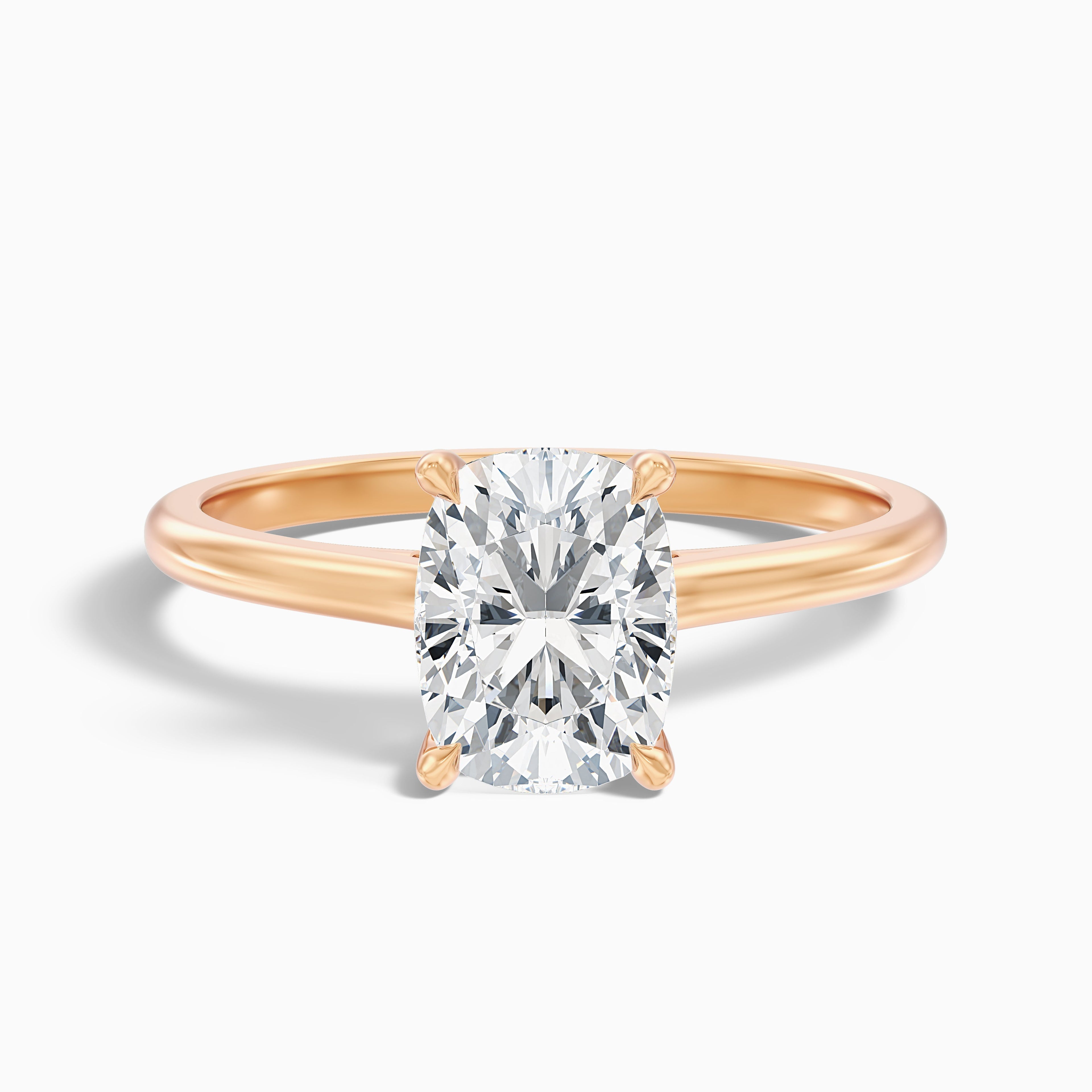 Inaya 3.5 Carat Elongated Cushion Cut Hidden Halo Pave Bridge Lab Grown Diamond Ring in 925 Sterling Silver