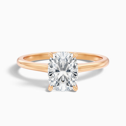 Inaya 3.5 Carat Elongated Cushion Cut Hidden Halo Pave Bridge Lab Grown Diamond Ring in 925 Sterling Silver