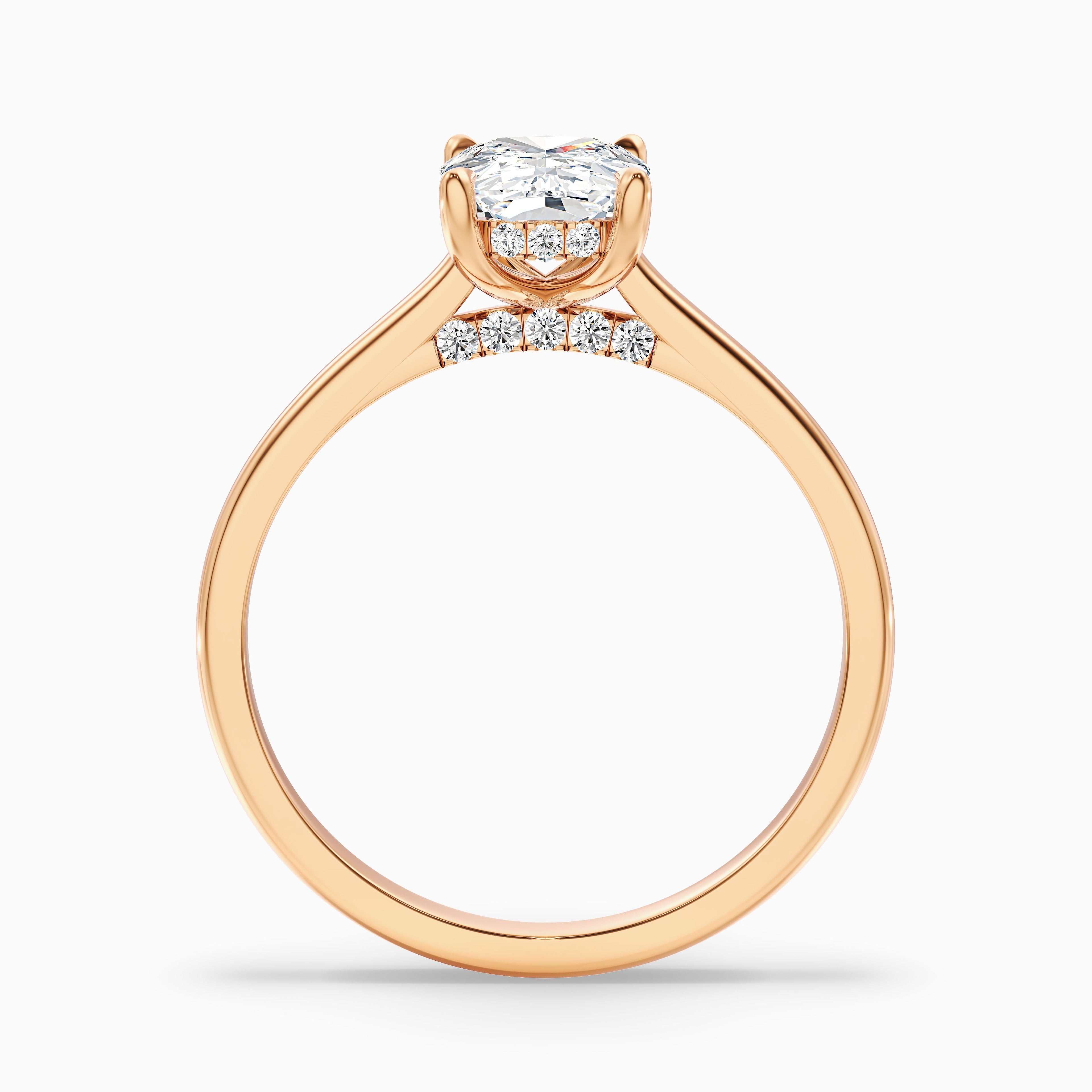 Inaya 5 Carat Elongated Cushion Cut Hidden Halo Pave Bridge Moissanite Diamond Ring in Platinum