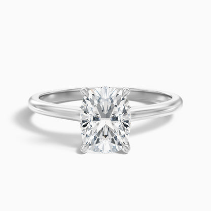 Inaya 1 Carat Elongated Cushion Cut Hidden Halo Pave Bridge Lab Grown Diamond Ring in 925 Sterling Silver
