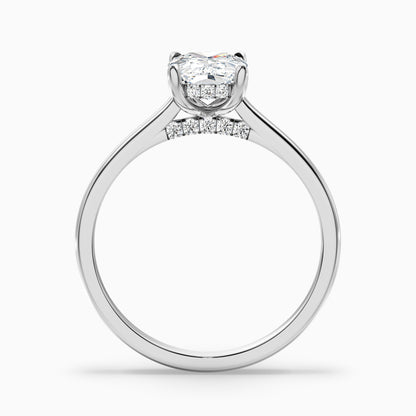 Inaya 2 Carat Elongated Cushion Cut Hidden Halo Pave Bridge Moissanite Diamond Ring in 10k White Gold