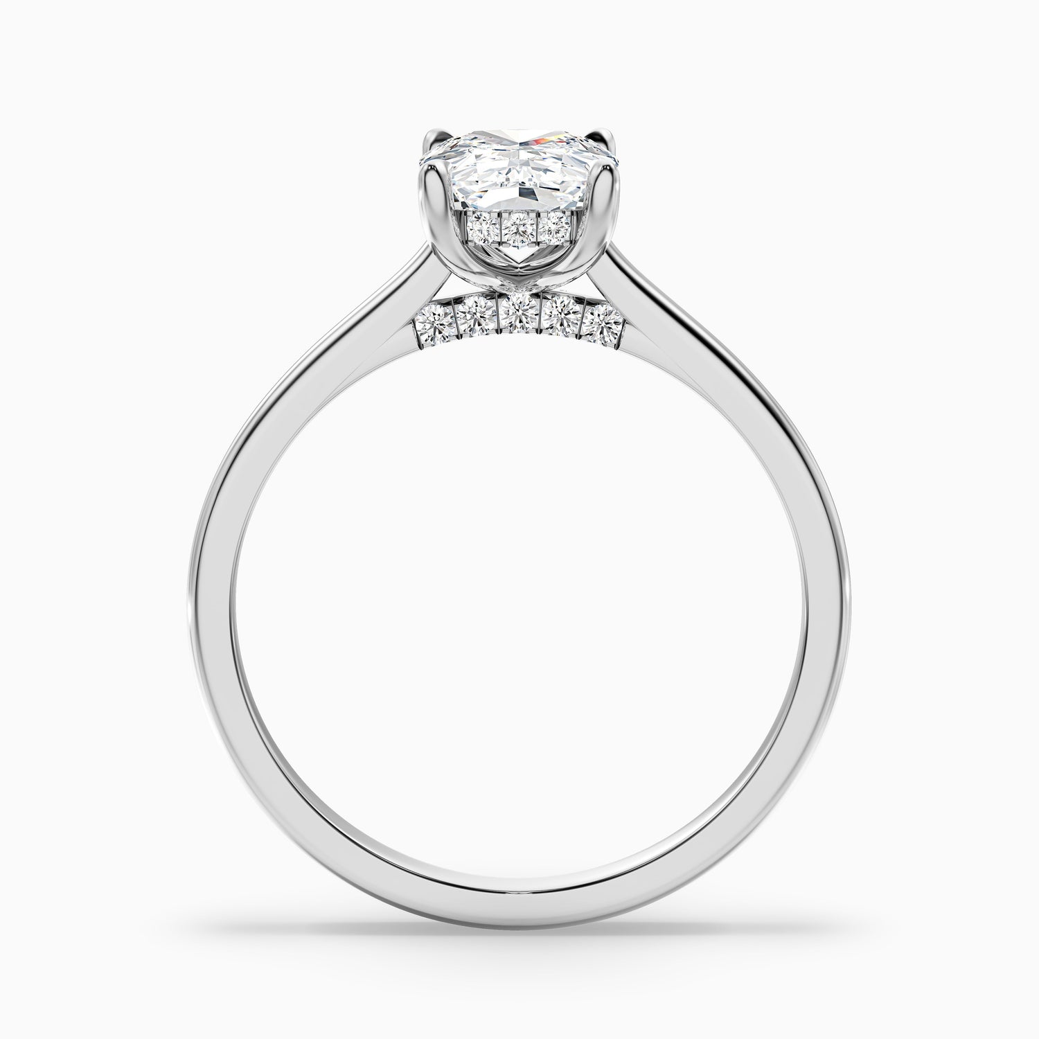 Inaya 5 Carat Elongated Cushion Cut Hidden Halo Pave Bridge Lab Grown Diamond Ring in 10k Rose Gold