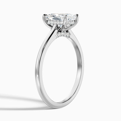 Inaya 1 Carat Elongated Cushion Cut Hidden Halo Pave Bridge Lab Grown Diamond Ring in 925 Sterling Silver