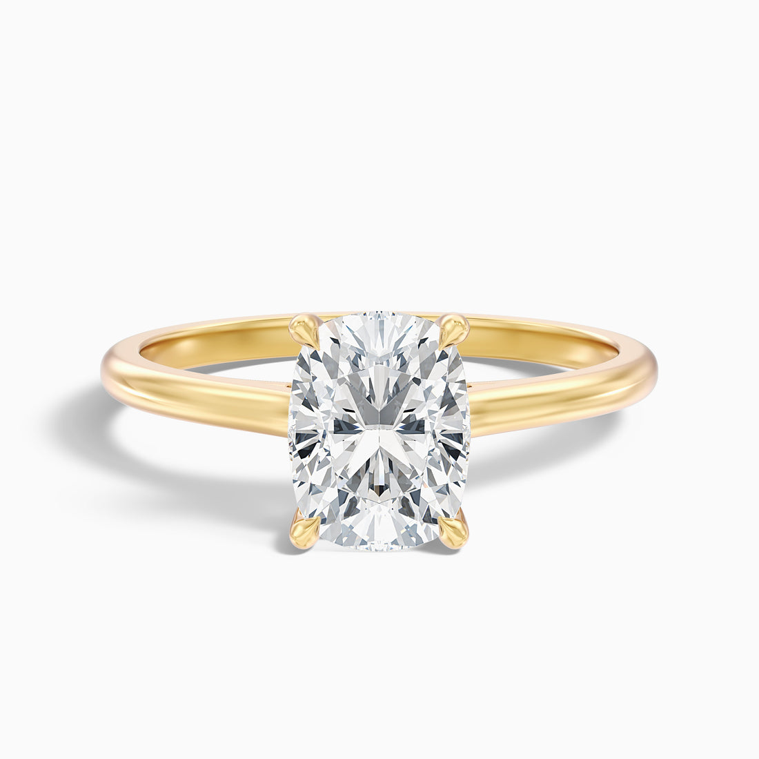 Inaya 1 Carat Elongated Cushion Cut Hidden Halo Pave Bridge Lab Grown Diamond Ring in 10k Yellow Gold