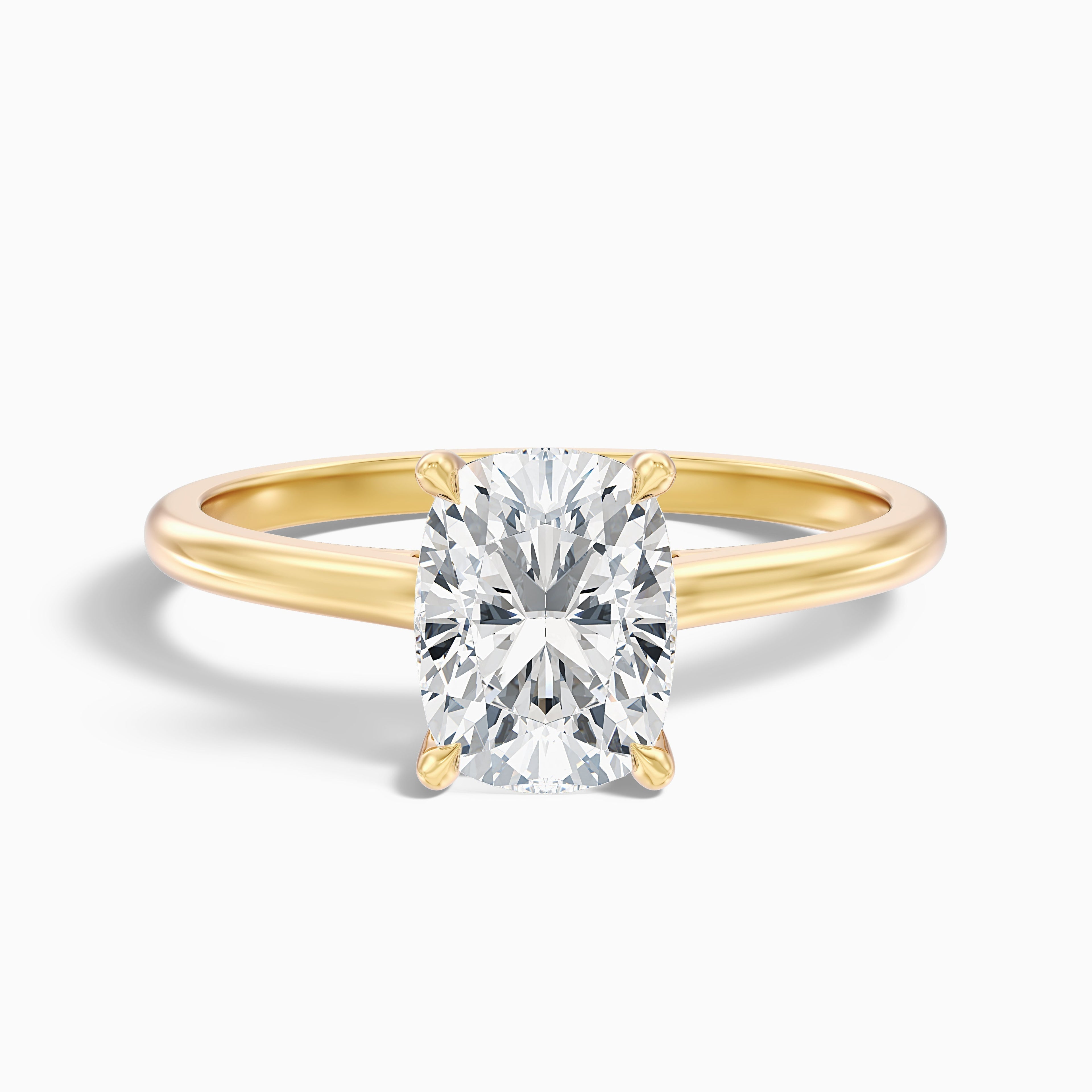 Inaya 3 Carat Elongated Cushion Cut Hidden Halo Pave Bridge Moissanite Diamond Ring in 925 Sterling Silver