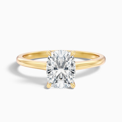 Inaya 3 Carat Elongated Cushion Cut Hidden Halo Pave Bridge Moissanite Diamond Ring in 925 Sterling Silver