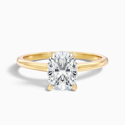 Inaya 3 Carat Elongated Cushion Cut Hidden Halo Pave Bridge Moissanite Diamond Ring in Platinum