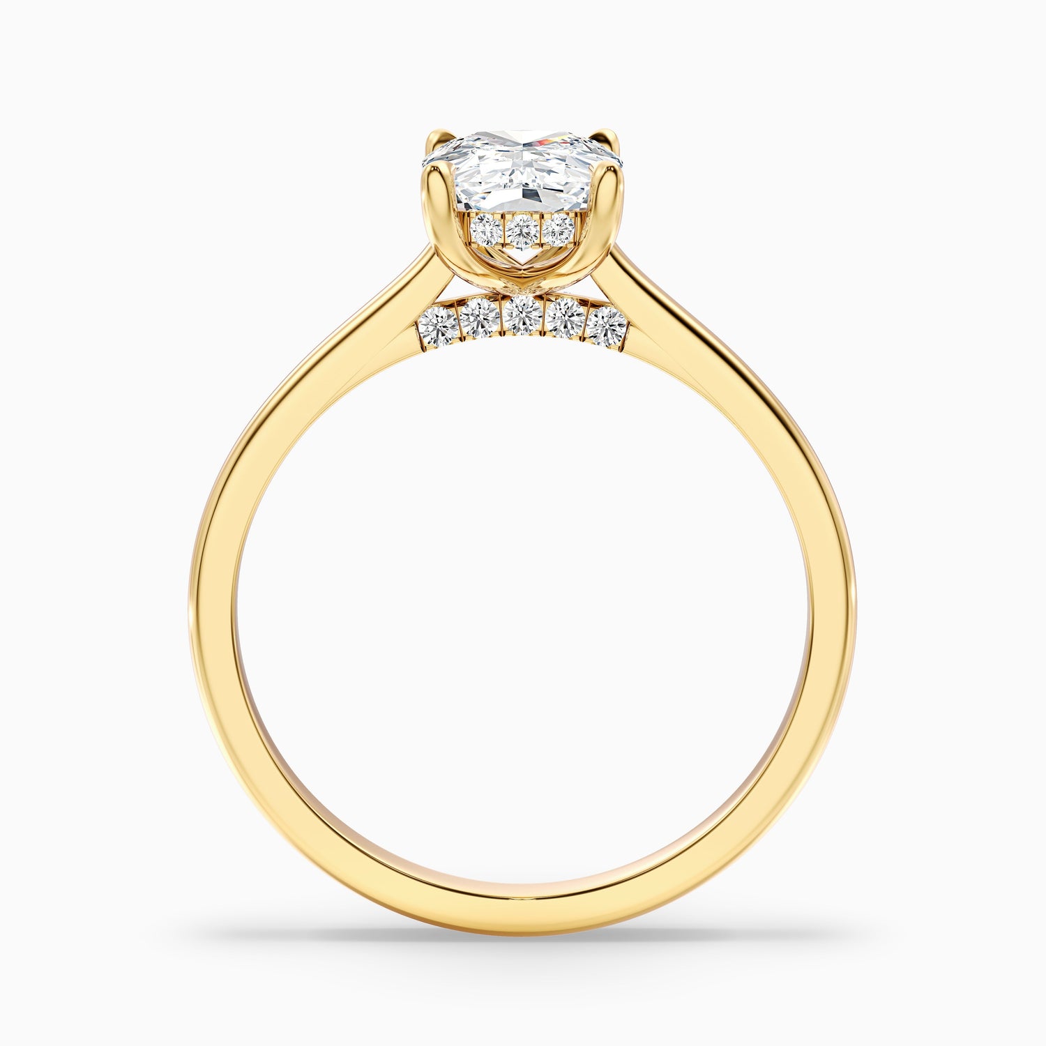 Inaya 1.5 Carat Elongated Cushion Cut Hidden Halo Pave Bridge Lab Grown Diamond Ring in 18k Rose Gold