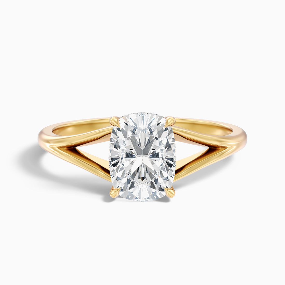 Maren 5 Carat Elongated Cushion Cut Split Shank Lab Grown Diamond Ring in 10k Yellow Gold