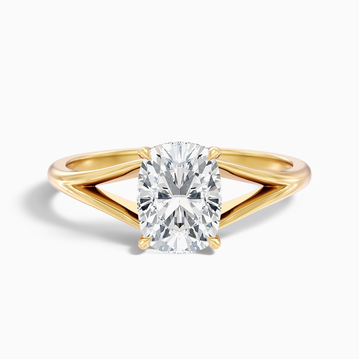 Maren 2 Carat Elongated Cushion Cut Split Shank Moissanite Diamond Ring in 925 Sterling Silver