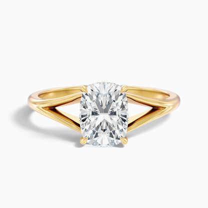 Maren 2 Carat Elongated Cushion Cut Split Shank Moissanite Diamond Ring in 925 Sterling Silver