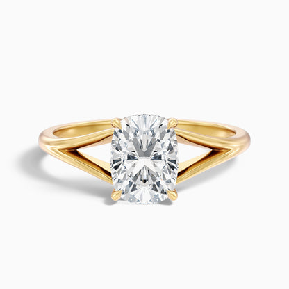Maren 2 Carat Elongated Cushion Cut Split Shank Moissanite Diamond Ring in 14k Rose Gold