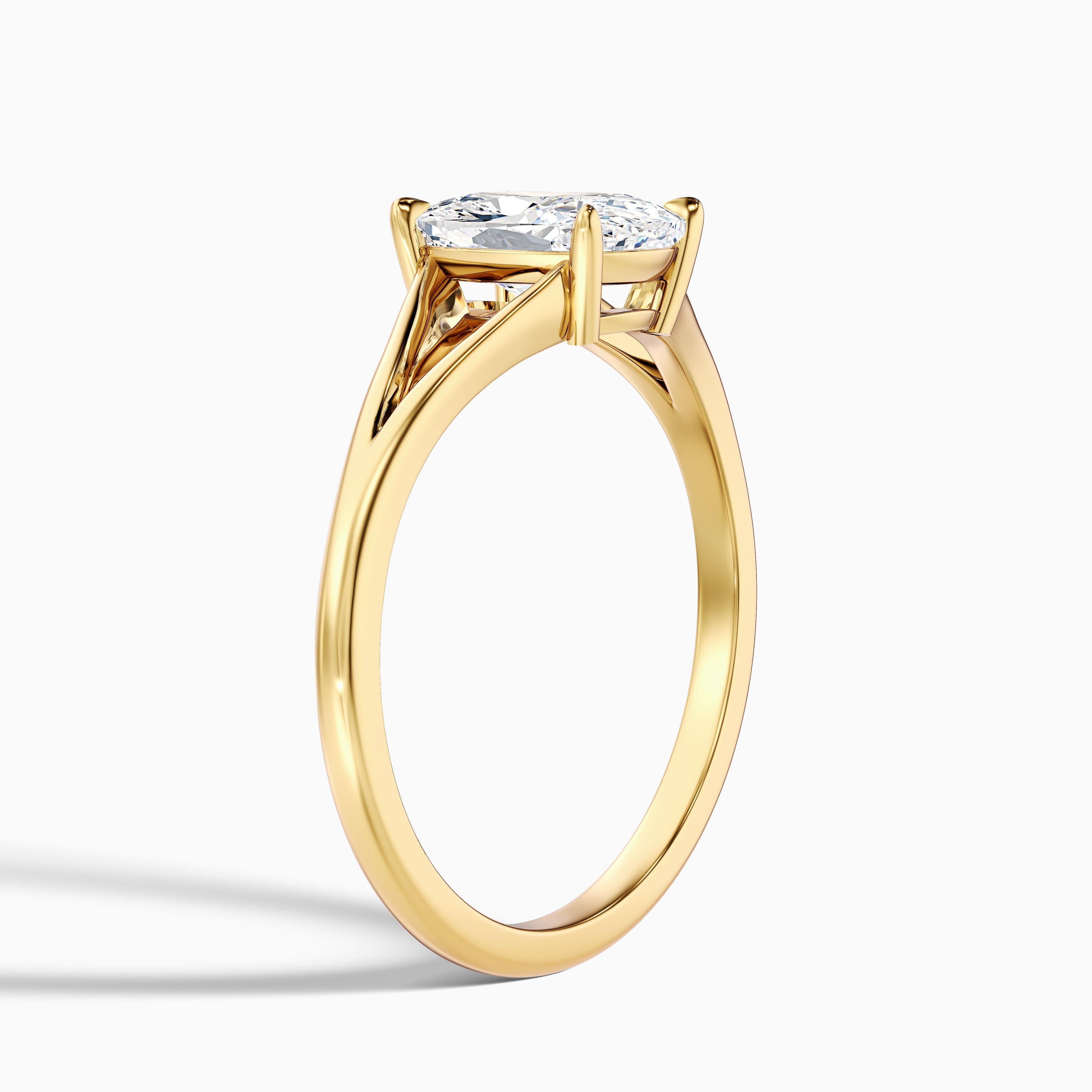 Maren 5 Carat Elongated Cushion Cut Split Shank Moissanite Diamond Ring in 18k Yellow Gold