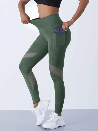 High-Waist Yoga Pants With See-through Tulle Splicing with Tummy Control - Clearance Sale
