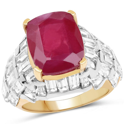 14K Yellow Gold Plated 10.76 Carat Glass Filled Ruby and White Topaz .925 Sterling Silver Ring by Bids.com