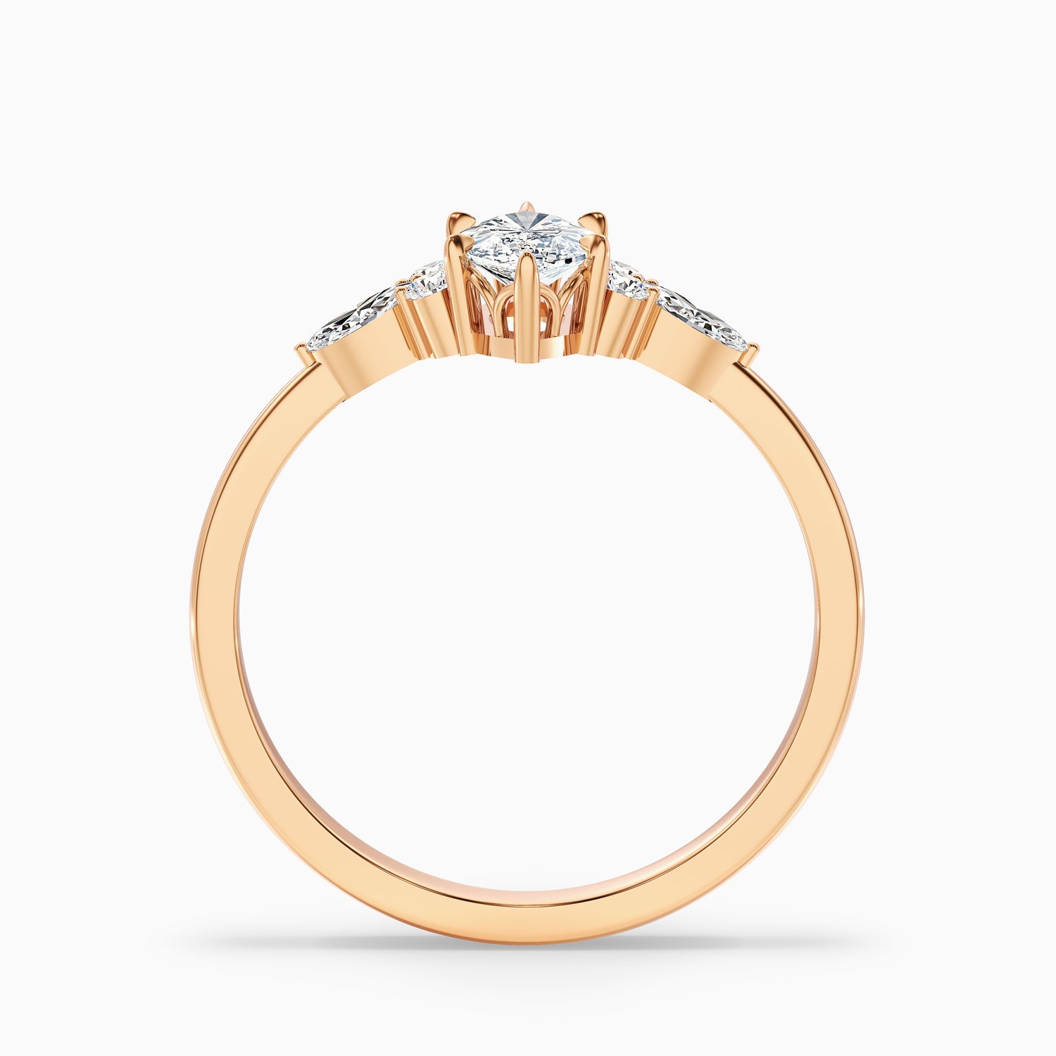 Harly 1 Carat Marquise Cut Side Stone Moissanite Diamond Ring in 14k Rose Gold