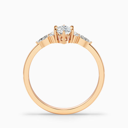 Harly 1 Carat Marquise Cut Side Stone Moissanite Diamond Ring in 14k Rose Gold