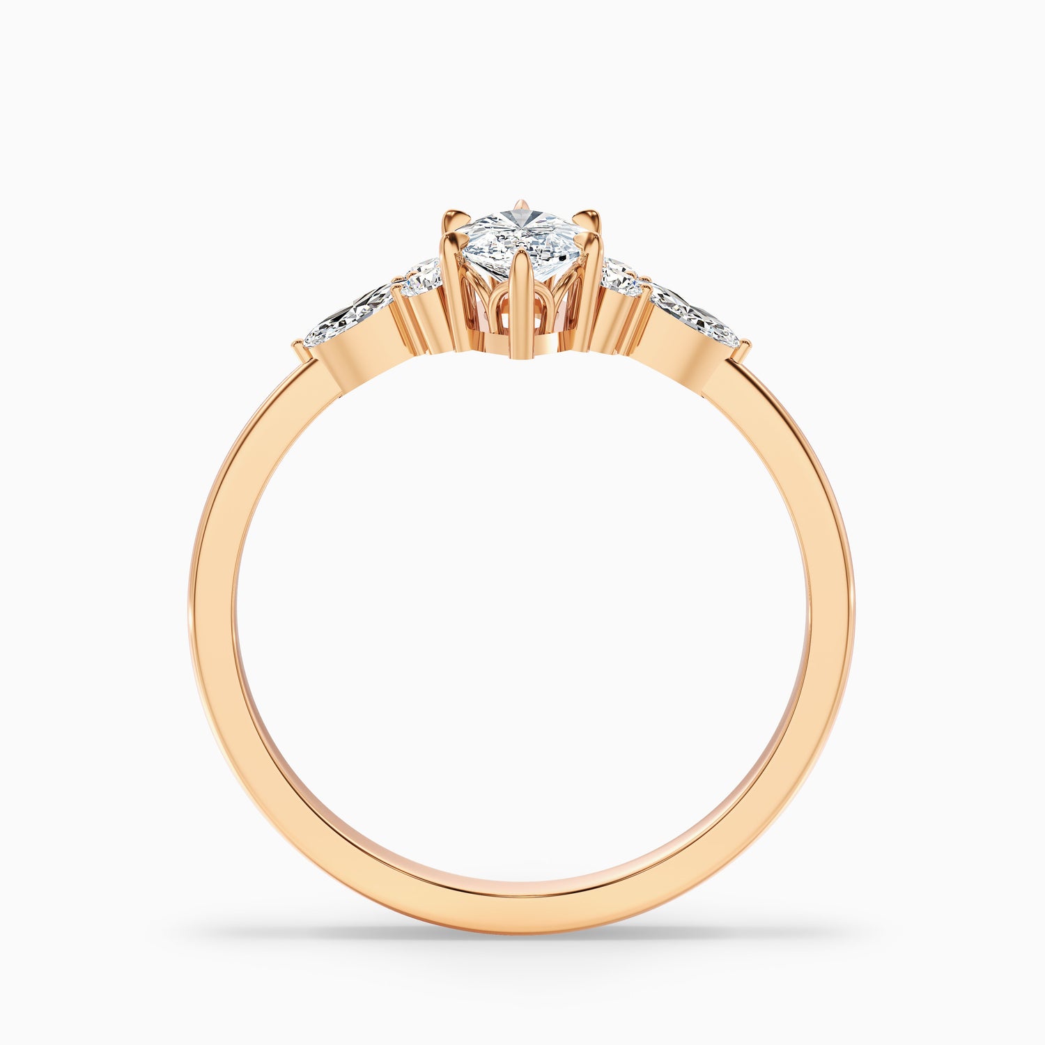 Chaya 1 Carat Marquise Cut Side Stone Lab Grown Diamond Ring in 14k White Gold