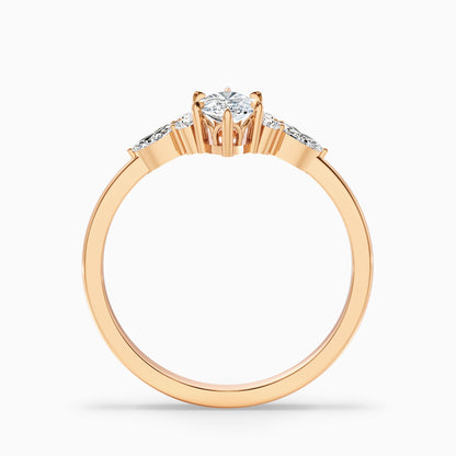 Chaya 1.5 Carat Marquise Cut Side Stone Lab Grown Diamond Ring in 10k Rose Gold