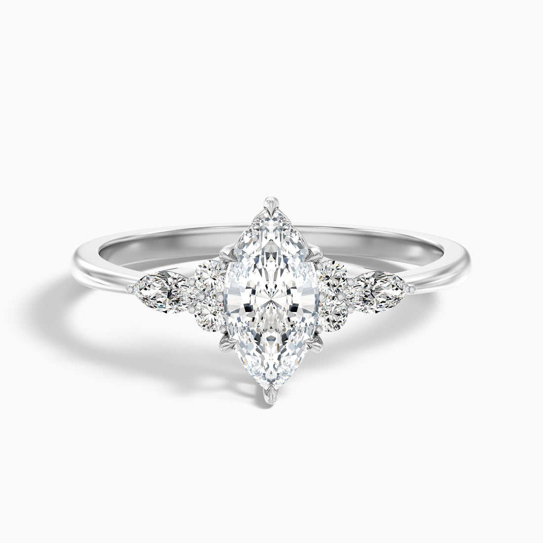 Harly 3 Carat Marquise Cut Side Stone Moissanite Diamond Ring in 925 Sterling Silver  DestGlow