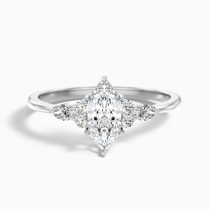 Chaya 3.5 Carat Marquise Cut Side Stone Lab Grown Diamond Ring in 18k Yellow Gold