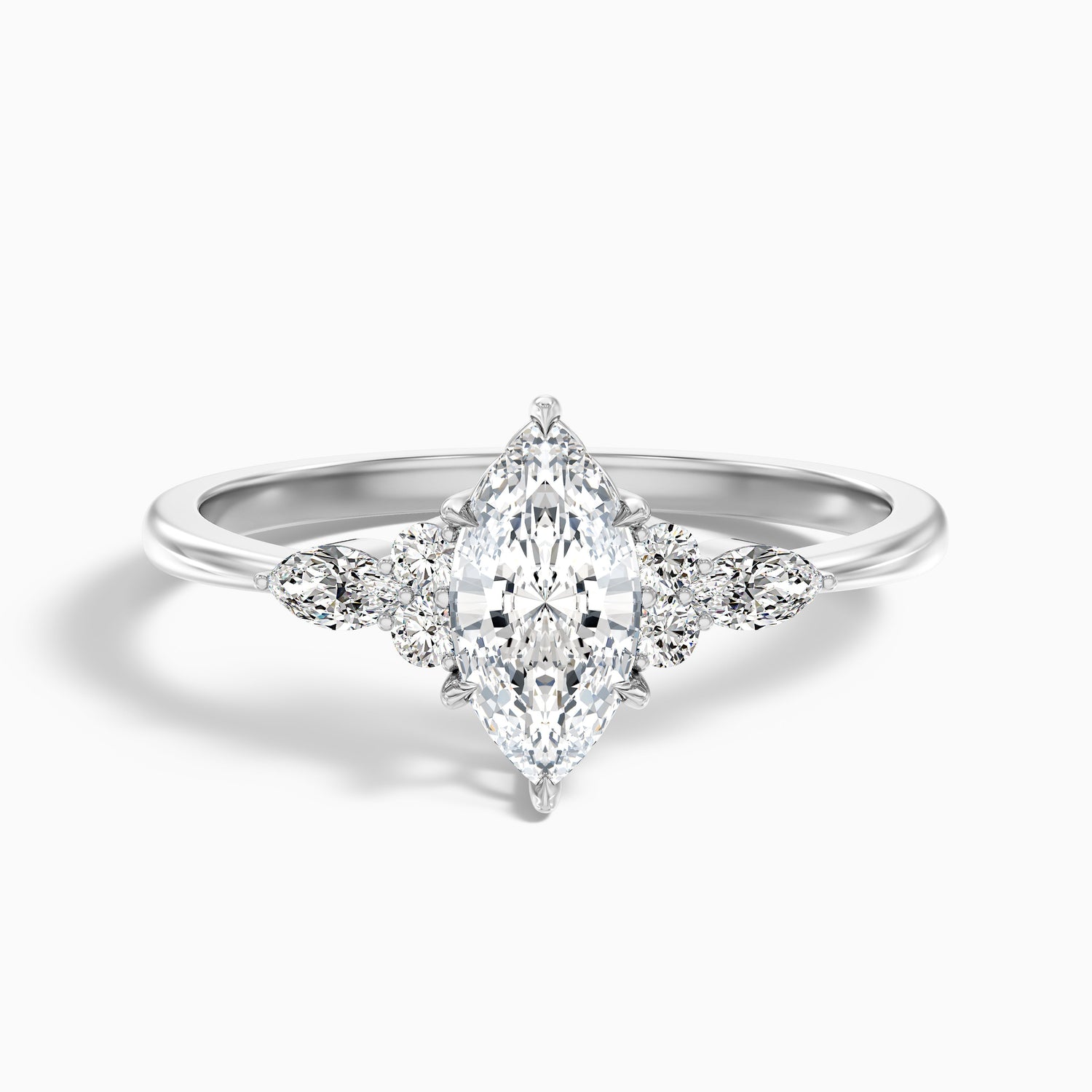 Harly 3.5 Carat Marquise Cut Side Stone Moissanite Diamond Ring in 14k Rose Gold