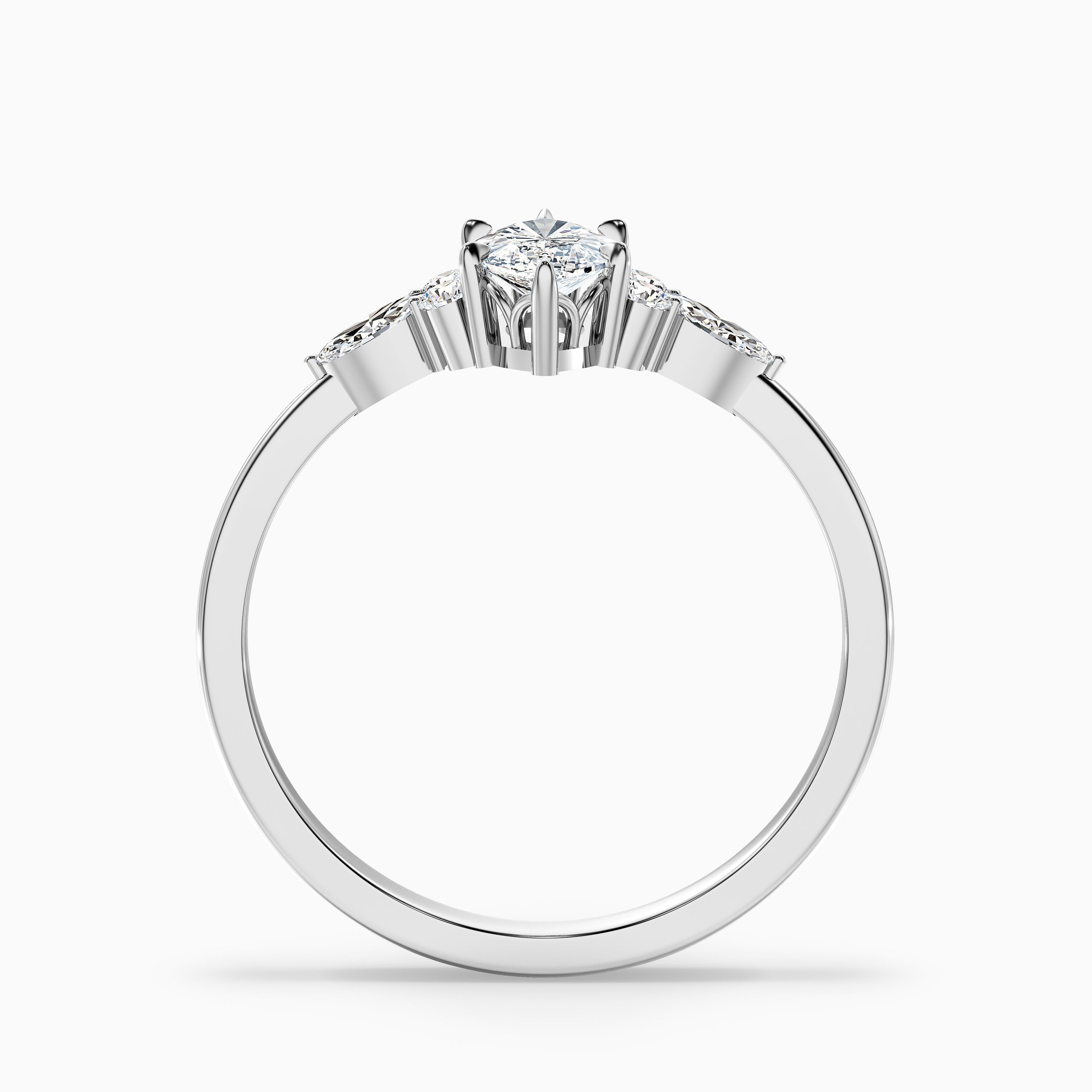 Harly 1 Carat Marquise Cut Side Stone Moissanite Diamond Ring in 10k Rose Gold