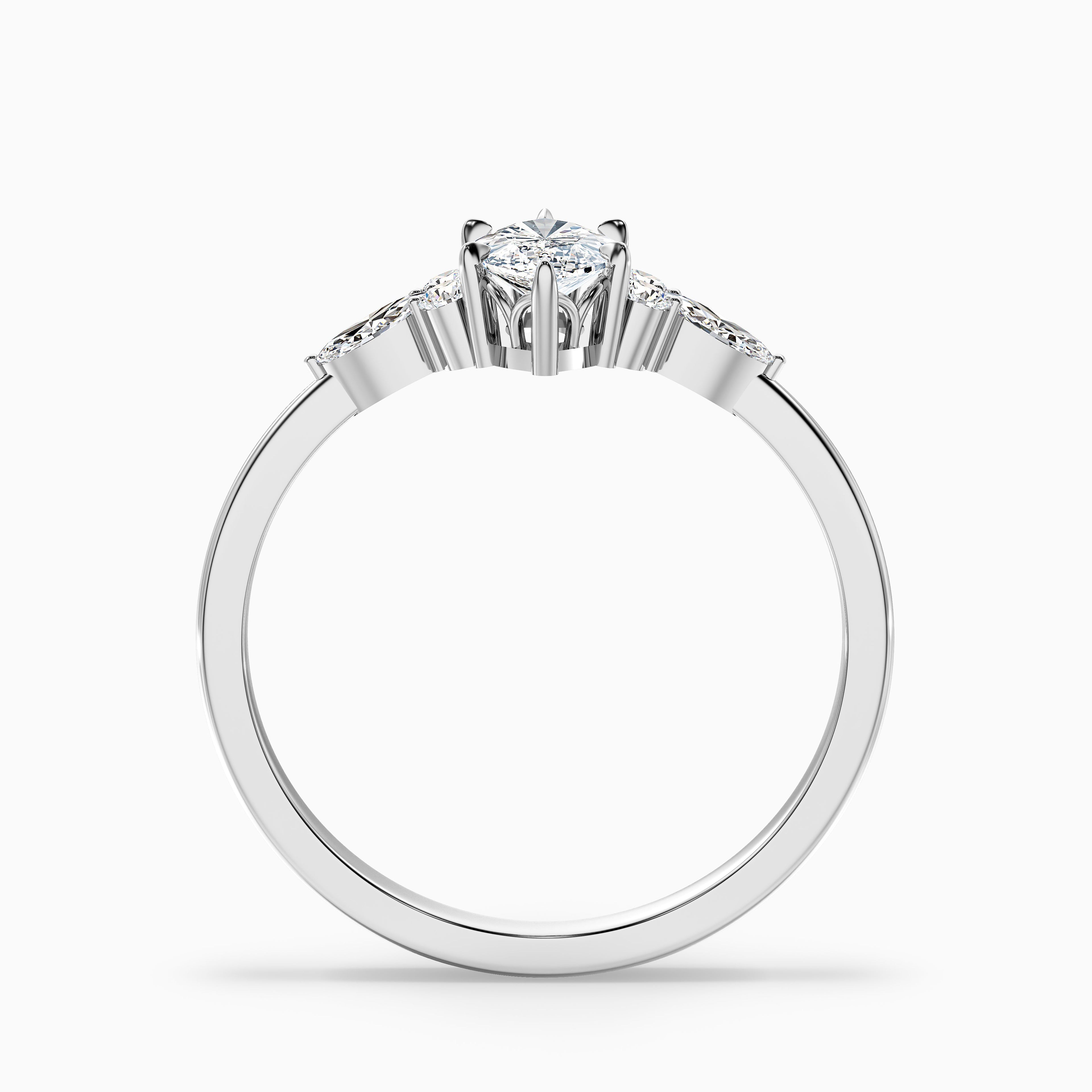 Chaya 2.5 Carat Marquise Cut Side Stone Lab Grown Diamond Ring in 10k White Gold