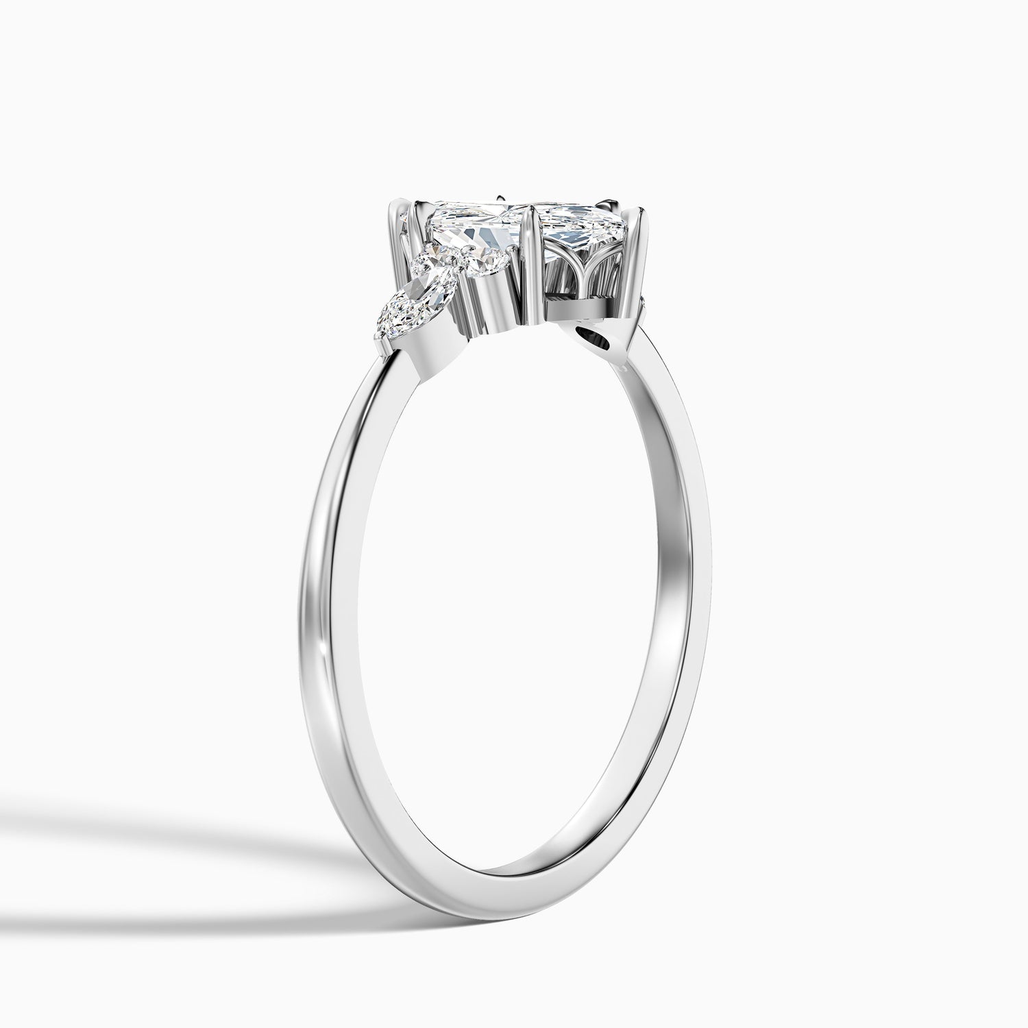 Chaya 1.5 Carat Marquise Cut Side Stone Lab Grown Diamond Ring in 14k White Gold