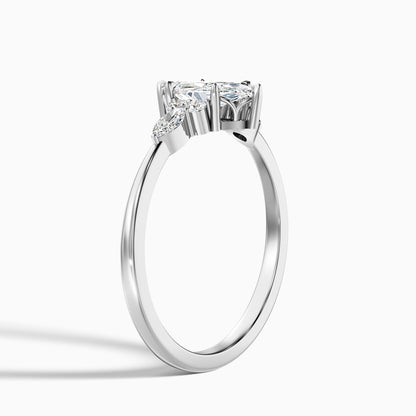 Harly 4 Carat Marquise Cut Side Stone Moissanite Diamond Ring in 10k White Gold