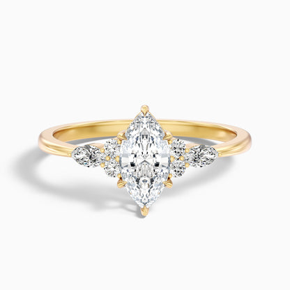 Harly 2.5 Carat Marquise Cut Side Stone Moissanite Diamond Ring in 10k White Gold