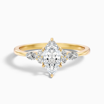 Chaya 4.5 Carat Marquise Cut Side Stone Lab Grown Diamond Ring in 18k White Gold
