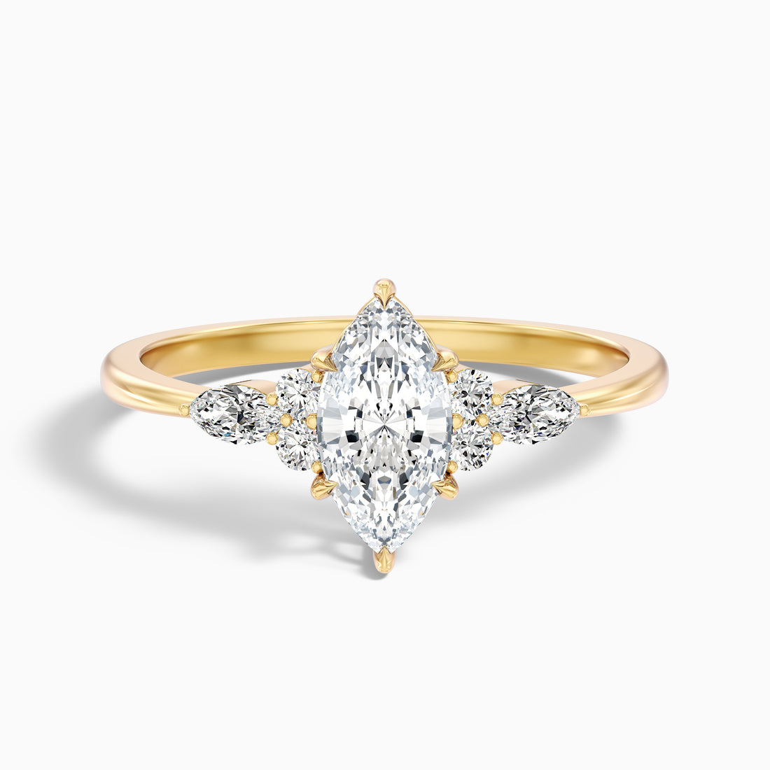 Harly 4 Carat Marquise Cut Side Stone Moissanite Diamond Ring in 18k Yellow Gold  DestGlow