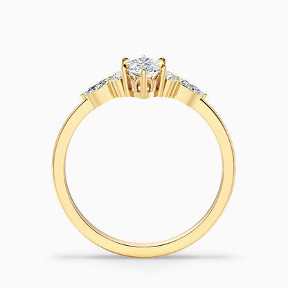 Chaya 3 Carat Marquise Cut Side Stone Lab Grown Diamond Ring in 14k Yellow Gold
