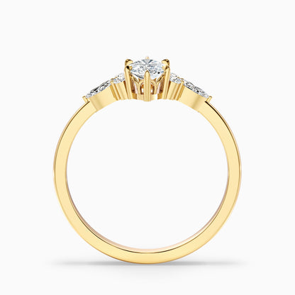 Harly 3.5 Carat Marquise Cut Side Stone Moissanite Diamond Ring in 18k White Gold