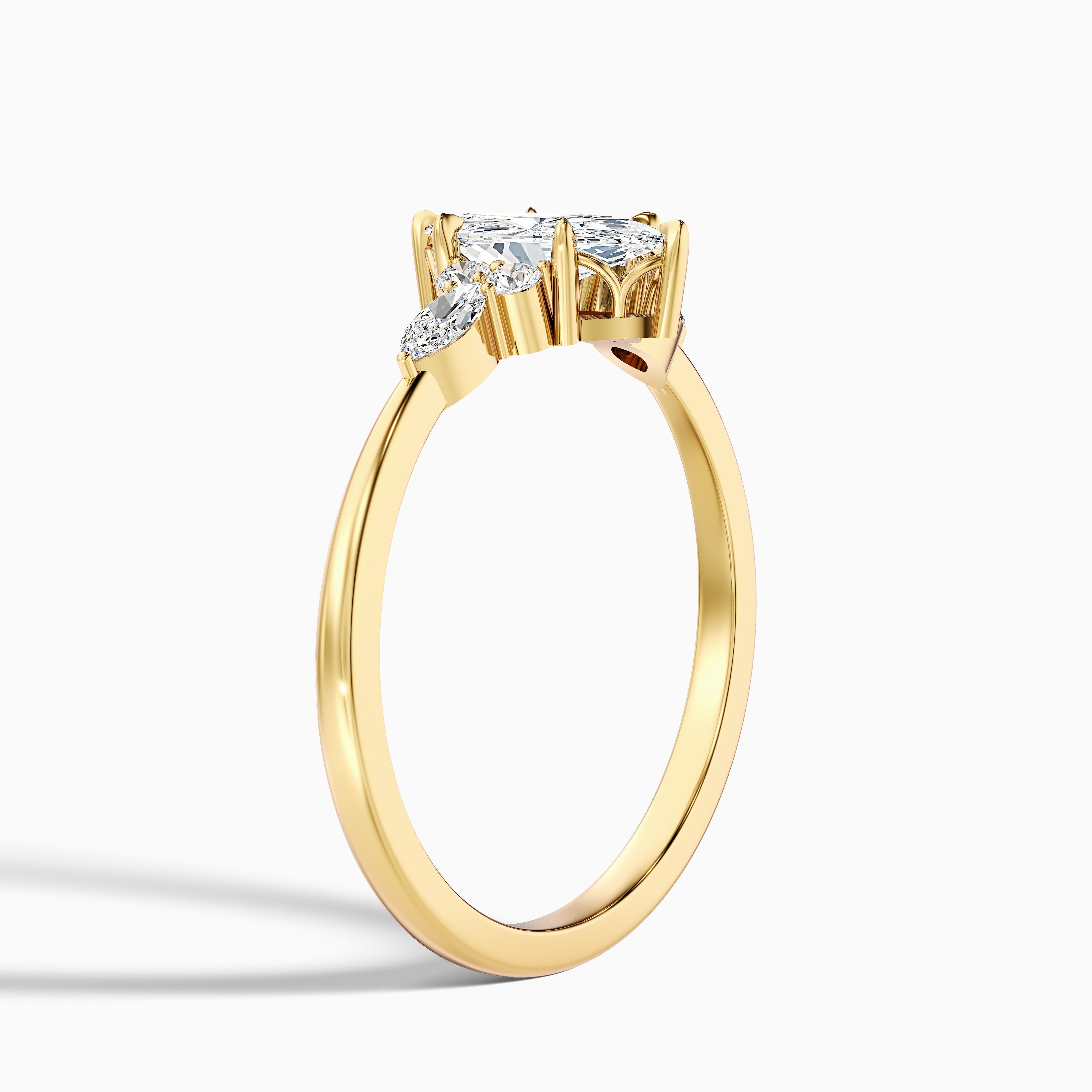 Chaya 2.5 Carat Marquise Cut Side Stone Lab Grown Diamond Ring in 18k Rose Gold