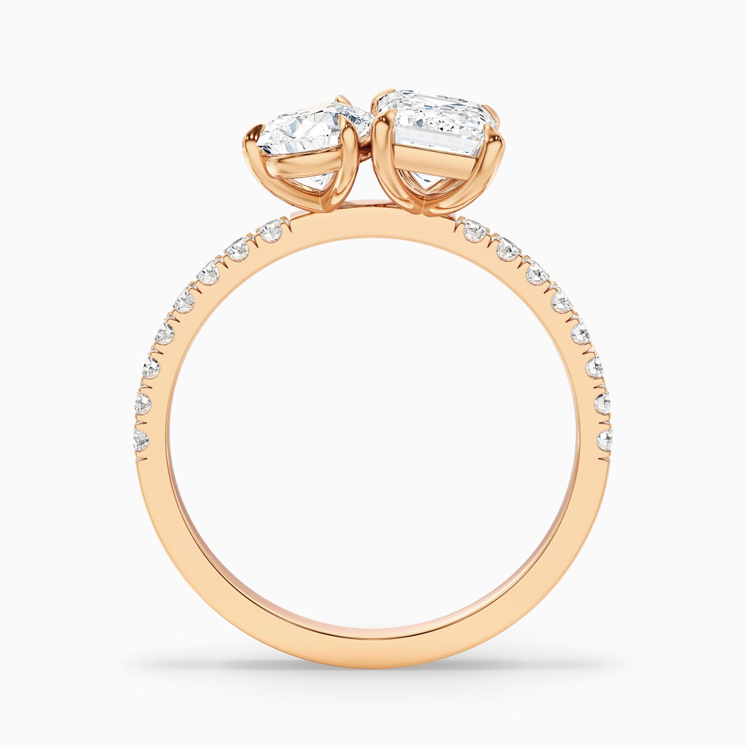 Ginna Toi Et Moi Pave Ring With Pear and Emerald Moissanite Diamond in 10k Yellow Gold (4.5 Ct. Tw.)