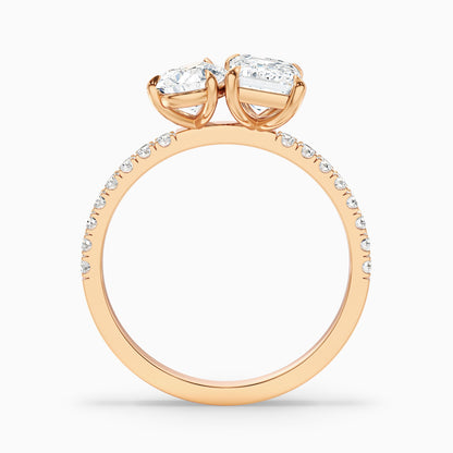 Ginna Toi Et Moi Pave Ring With Pear and Emerald Moissanite Diamond in 10k Yellow Gold (2 Ct. Tw.)
