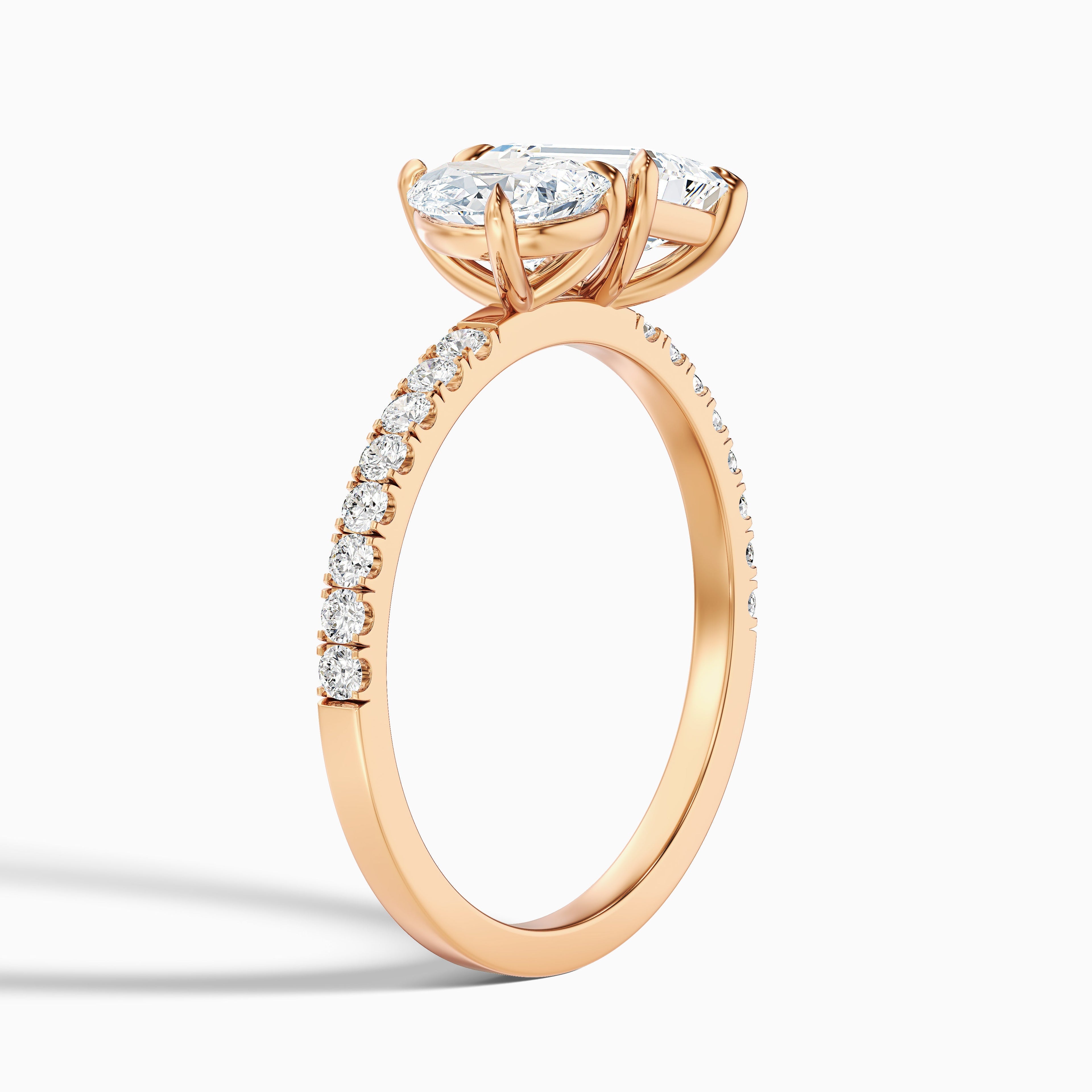 Ainsy Toi Et Moi Pave Ring in 10k Yellow Gold With Pear and Emerald Lab Grown Diamond (3.5 Ct. Tw.)