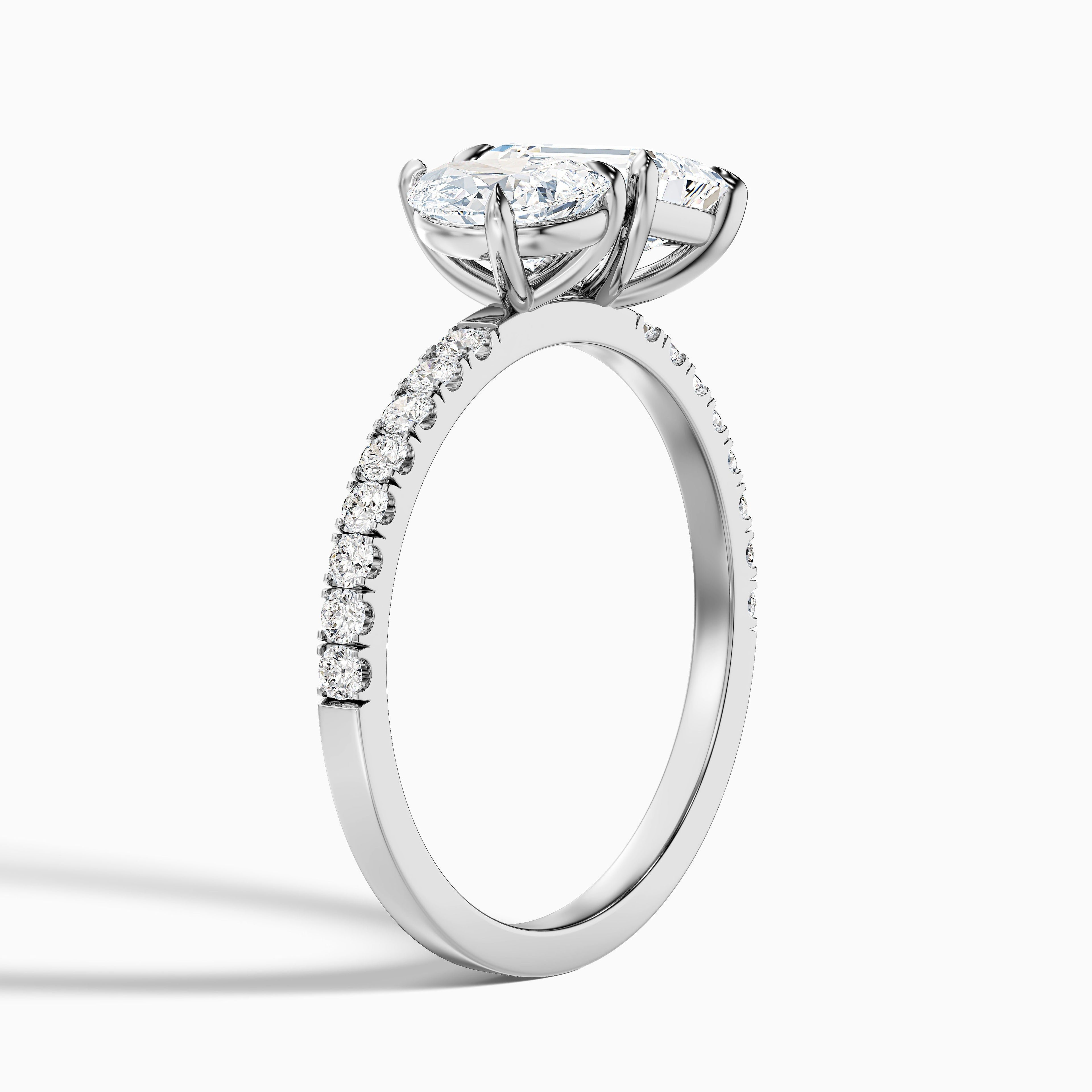 Ginna Toi Et Moi Pave Ring With Pear and Emerald Moissanite Diamond in 10k Yellow Gold (3.5 Ct. Tw.)