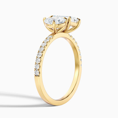 Ginna Toi Et Moi Pave Ring With Pear and Emerald Moissanite Diamond in 10k Yellow Gold (5 Ct. Tw.)