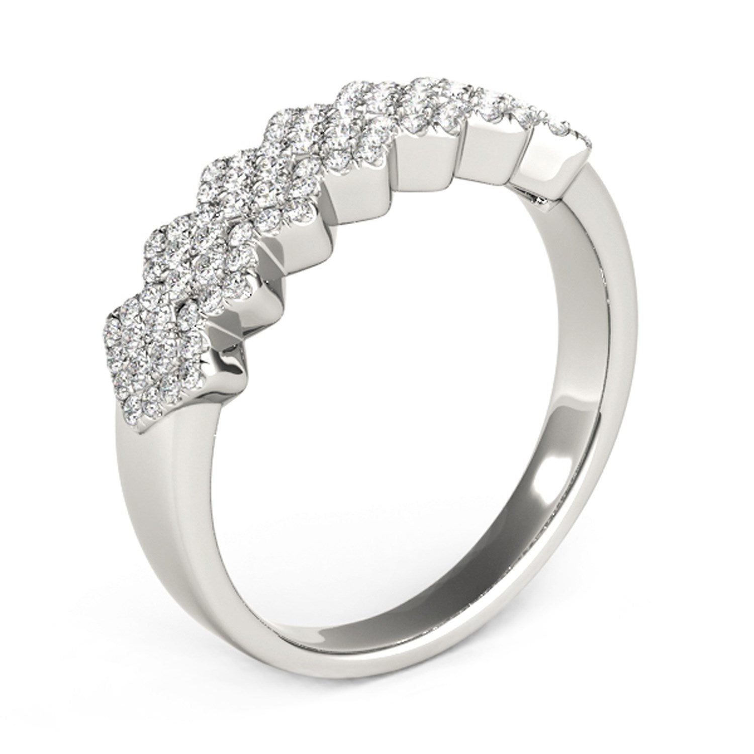 Diamond Studded Wide Multi-Diagonal Pattern Ring in 14k White Gold (5/8 cttw) by Bids.com