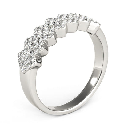 Diamond Studded Wide Multi-Diagonal Pattern Ring in 14k White Gold (5/8 cttw) by Bids.com