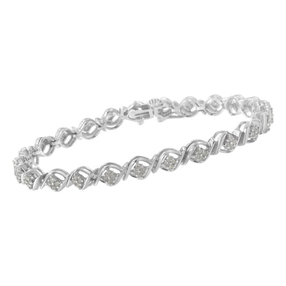 Sterling Silver Diamond Cluster Link Bracelet (1 cttw, I-J Color, I2-I3 Clarity) by Bids.com