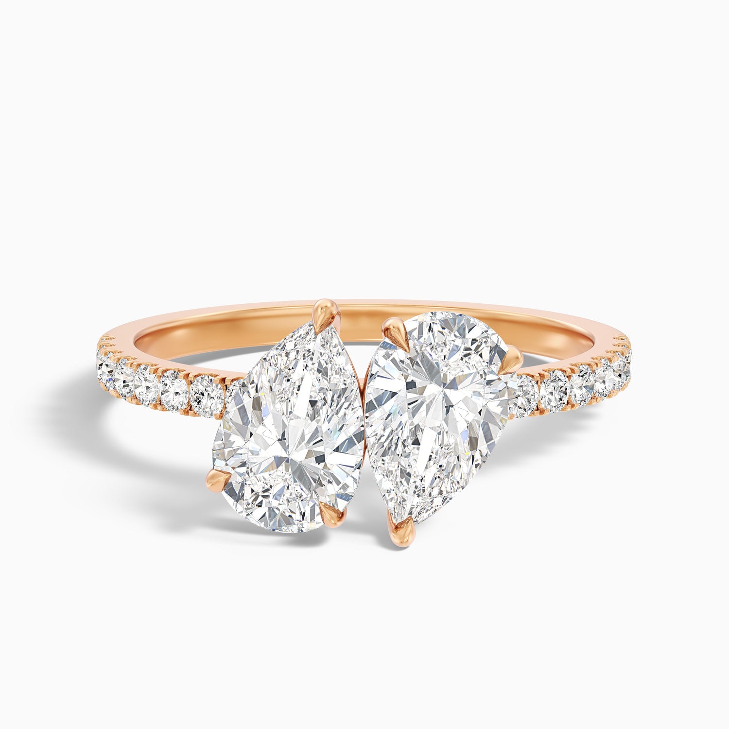 Anahi Toi Et Moi Pave Ring in 10k White Gold With Both Pear Two Stone Lab Grown Diamond (1 Ct. Tw.)